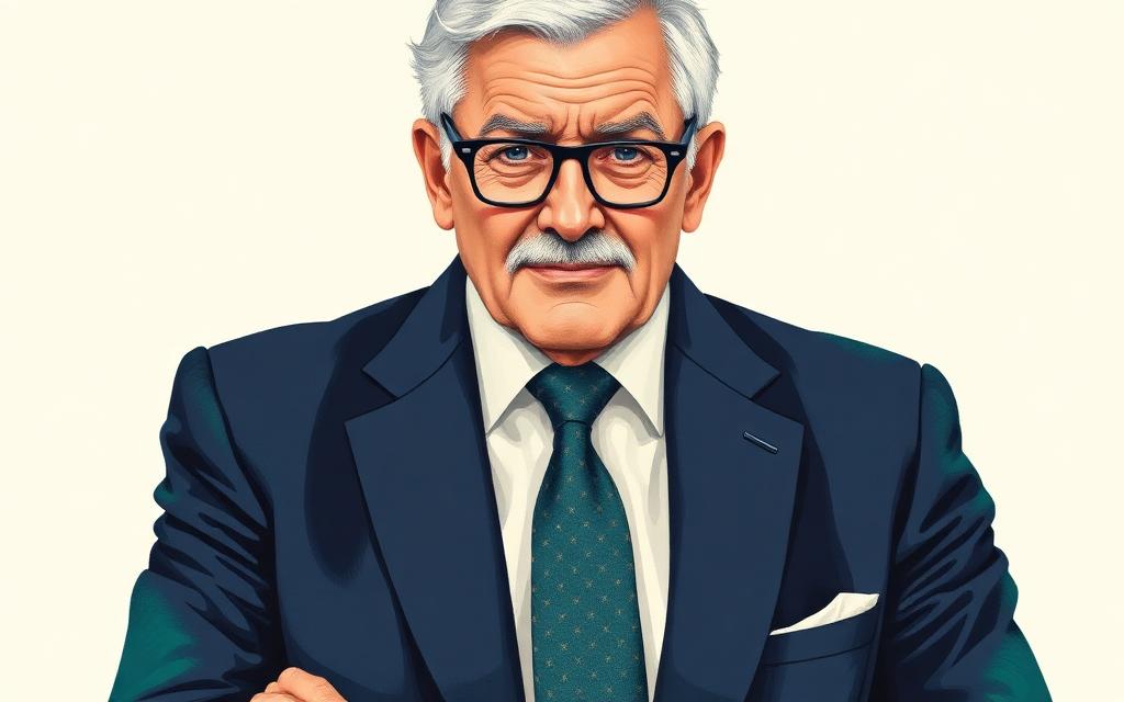 Editorial illustration of Bill Ackman, the Pershing Square founder behind the new Pershing Square Ventures pre-IPO fund